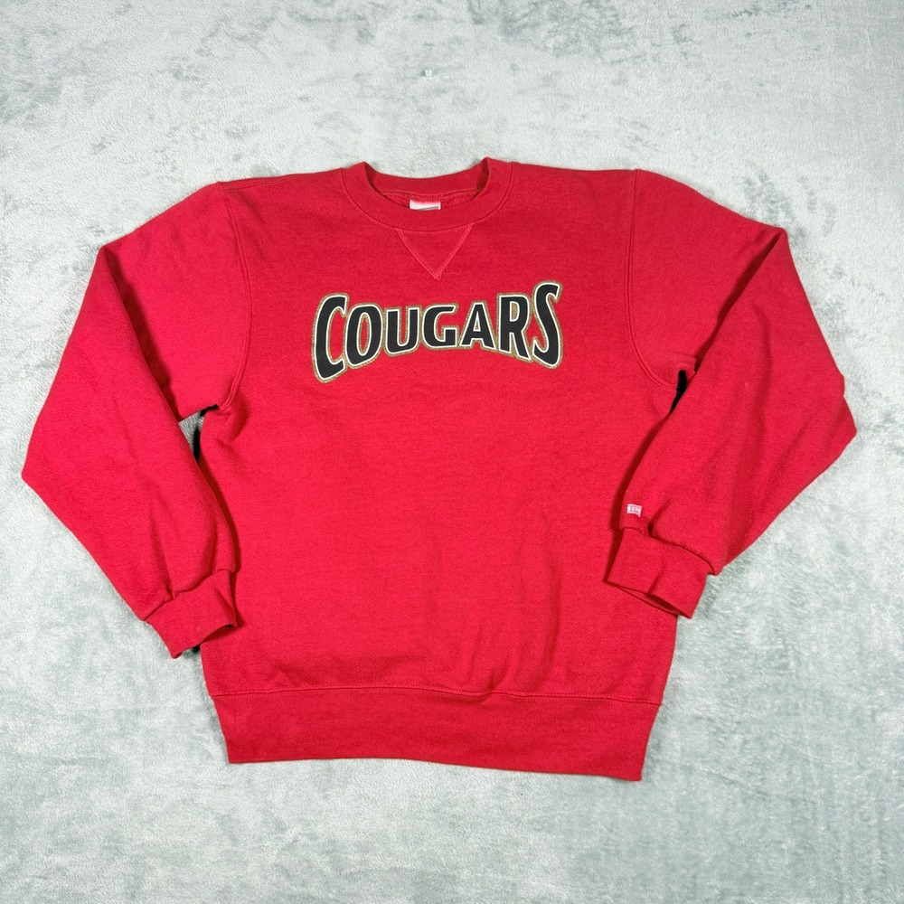 Vintage Soffe Small Red Cougars Sweatshirt Glitter Graphic Pullover